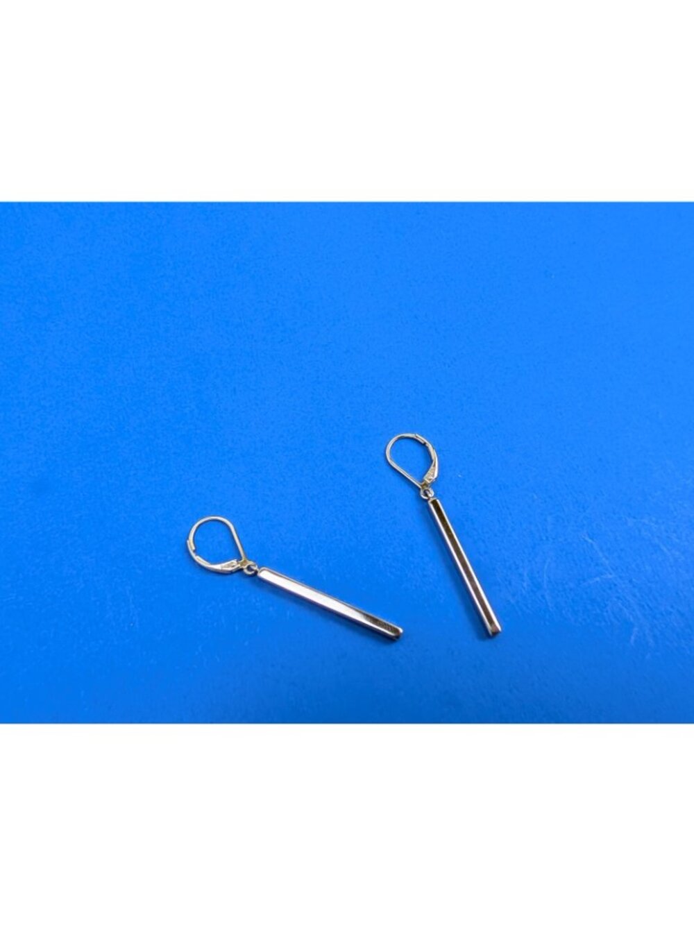 Sterling Silver 925 Square Long Bar Drop Earrings 1.25" - Picture 5 of 8